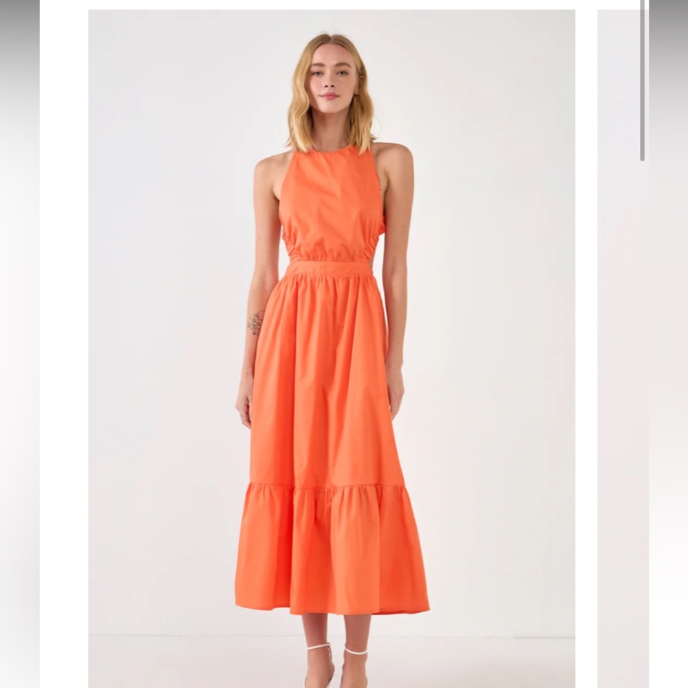 English Factory Orange Backless Dress